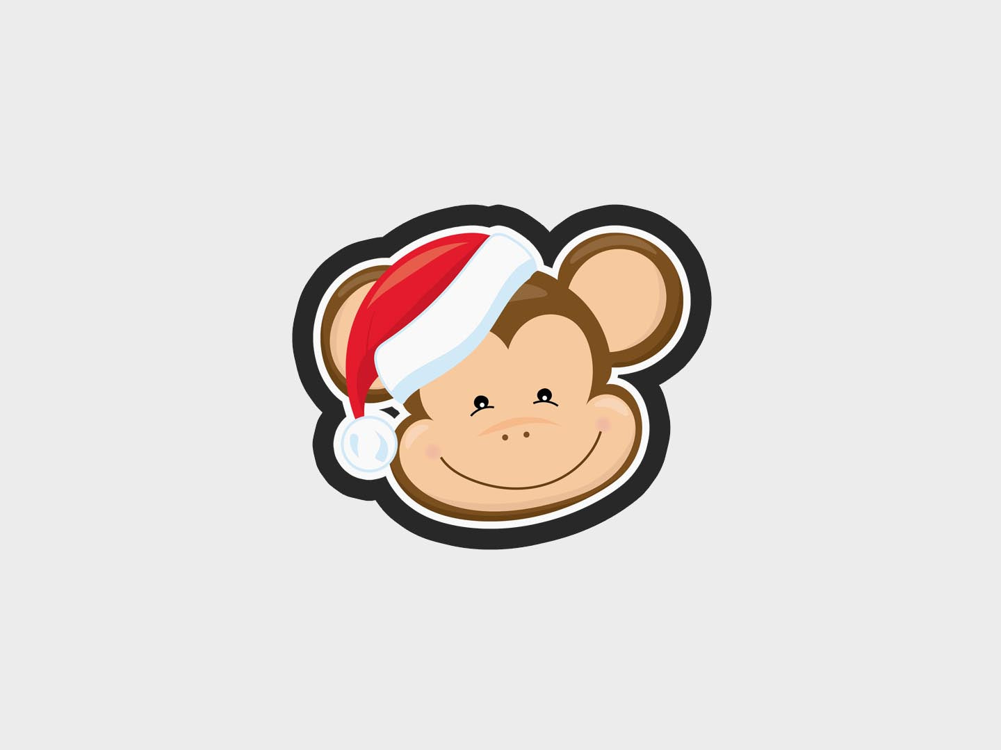 Animal Faces Santa Edition Monkey Cookie Cutter Files
