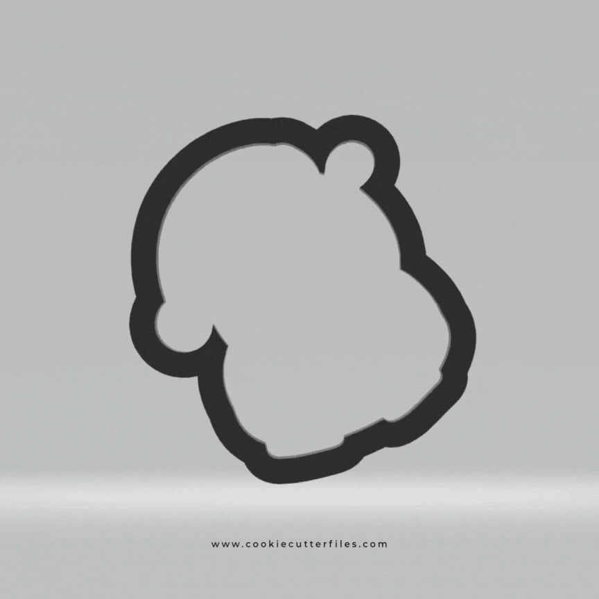 Animal Faces Santa Edition Hippo Cookie Cutter Files