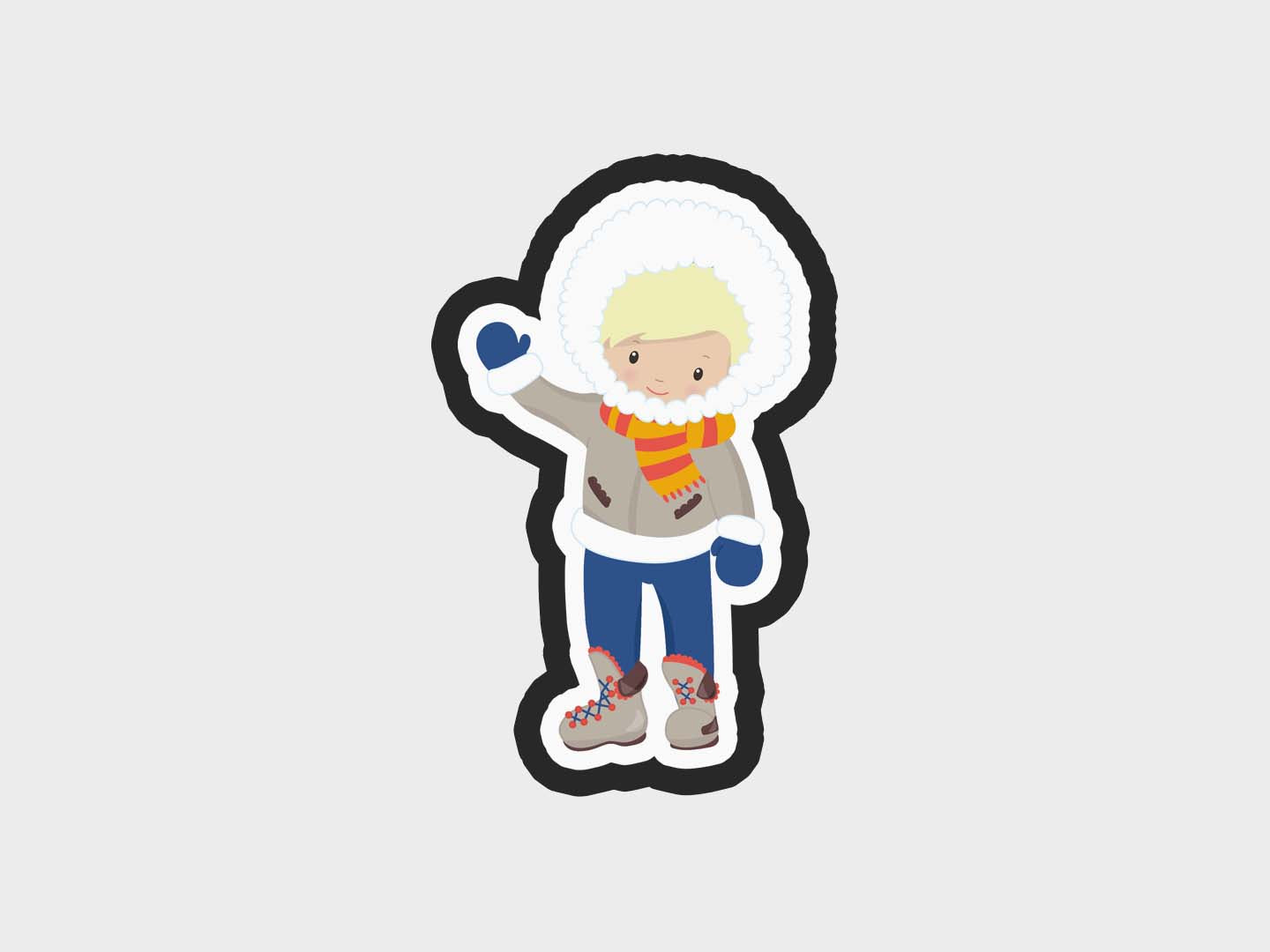 Eskimo Kids Boy Standing Cookie Cutter Files
