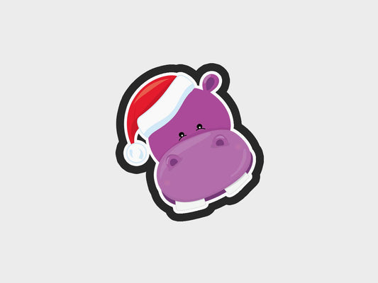 Animal Faces Santa Edition Hippo Cookie Cutter Files