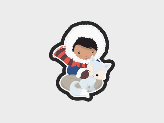 Eskimo Kids Boy Sitting Fox Cookie Cutter Files