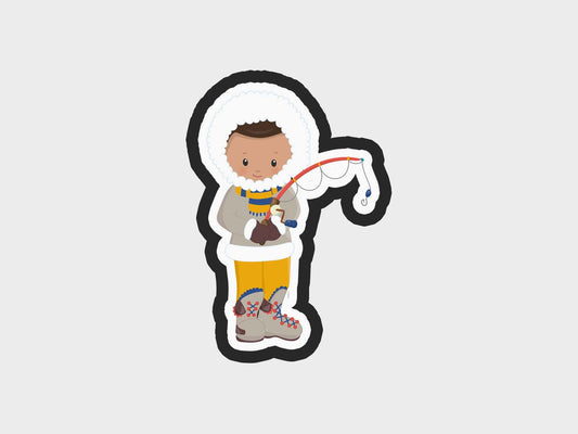 Eskimo Kids Boy Standing Fishing Cookie Cutter Files