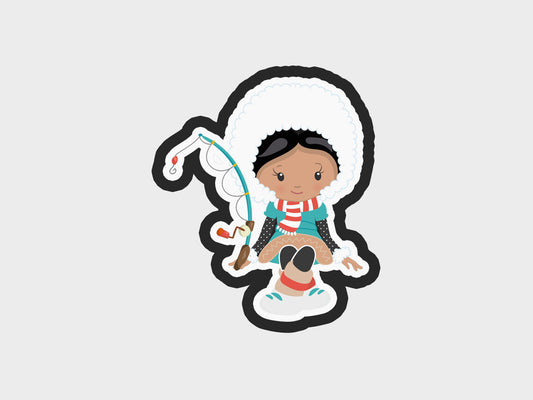 Eskimo Kids Girl Sitting Fishing Cookie Cutter Files