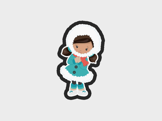 Eskimo Kids Girl Standing Cookie Cutter Files