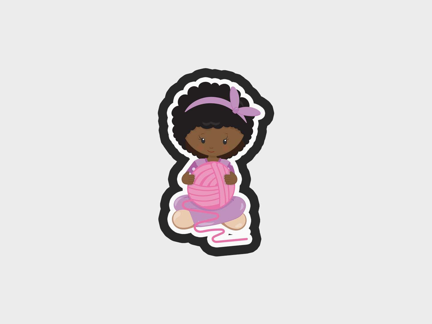 Knitting Girl Holding Yarn Cookie Cutter Files
