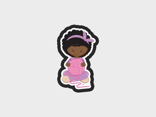 Knitting Girl Holding Yarn Cookie Cutter Files